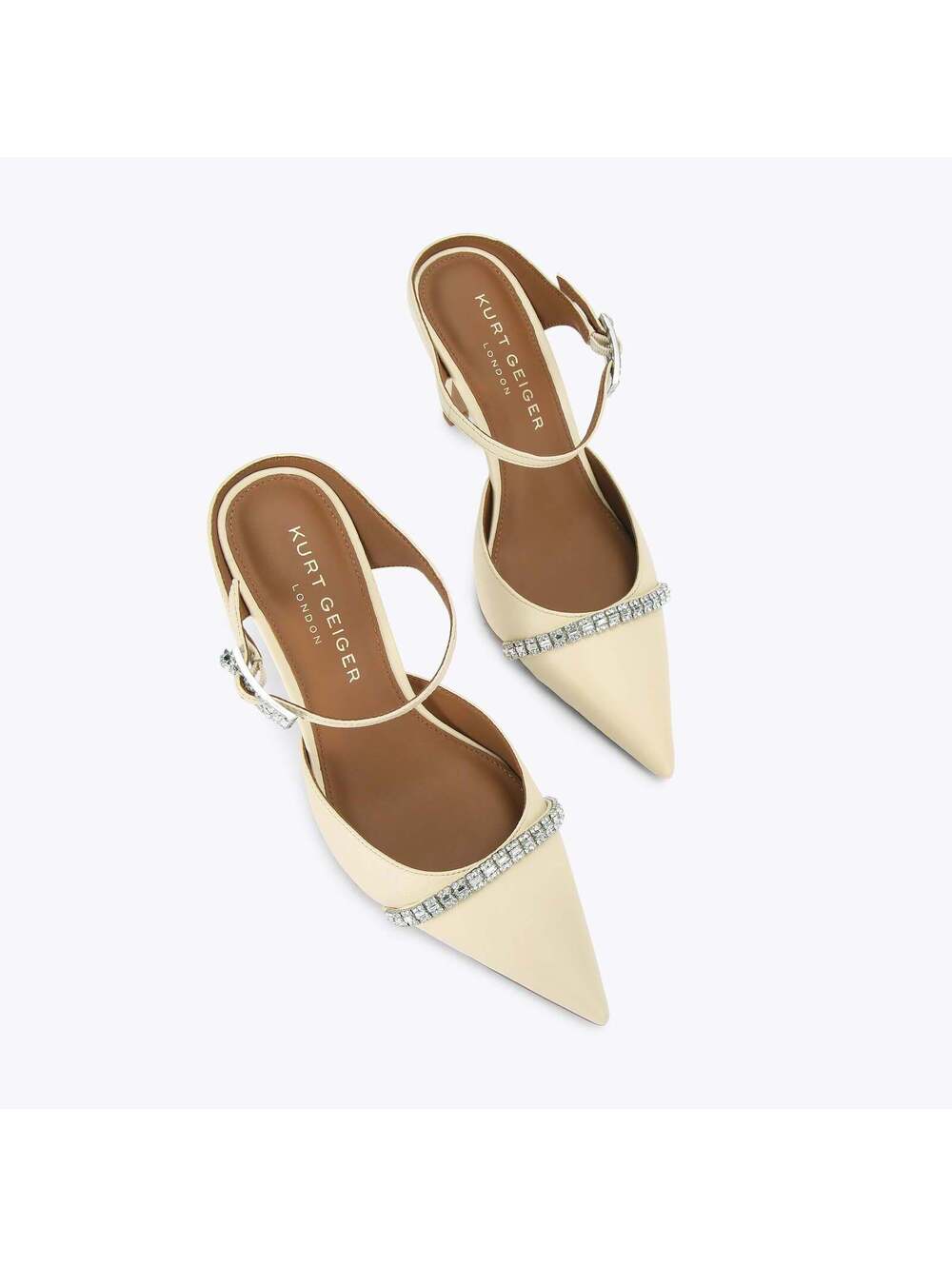 Kurt Geiger Strass Point Mule Cream Leather EU 38.5 / US 7.5